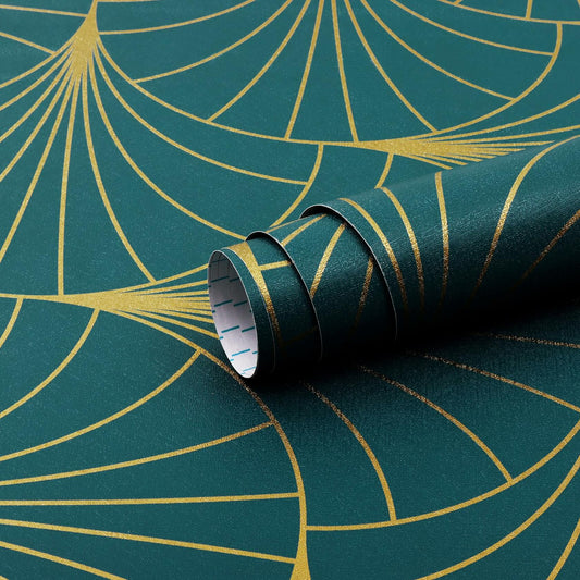 Safiyya Peel & Stick Wallpaper 393x17.3in Gold White Geometric Stripe Vinyl