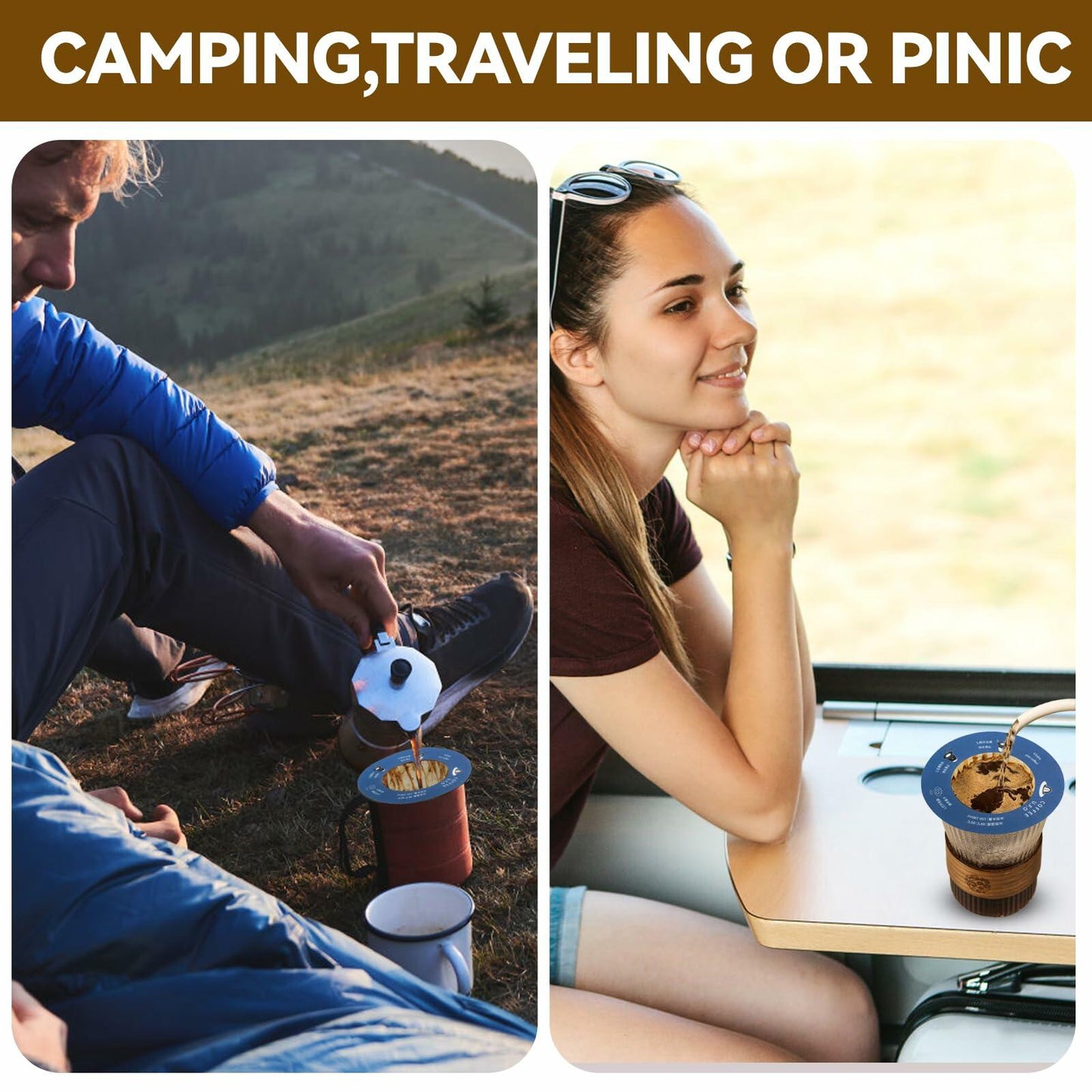 WCOINCIDENCY Coffee Filter Pour Over Maker with Lid Portable 30 Packs Wood Pulp