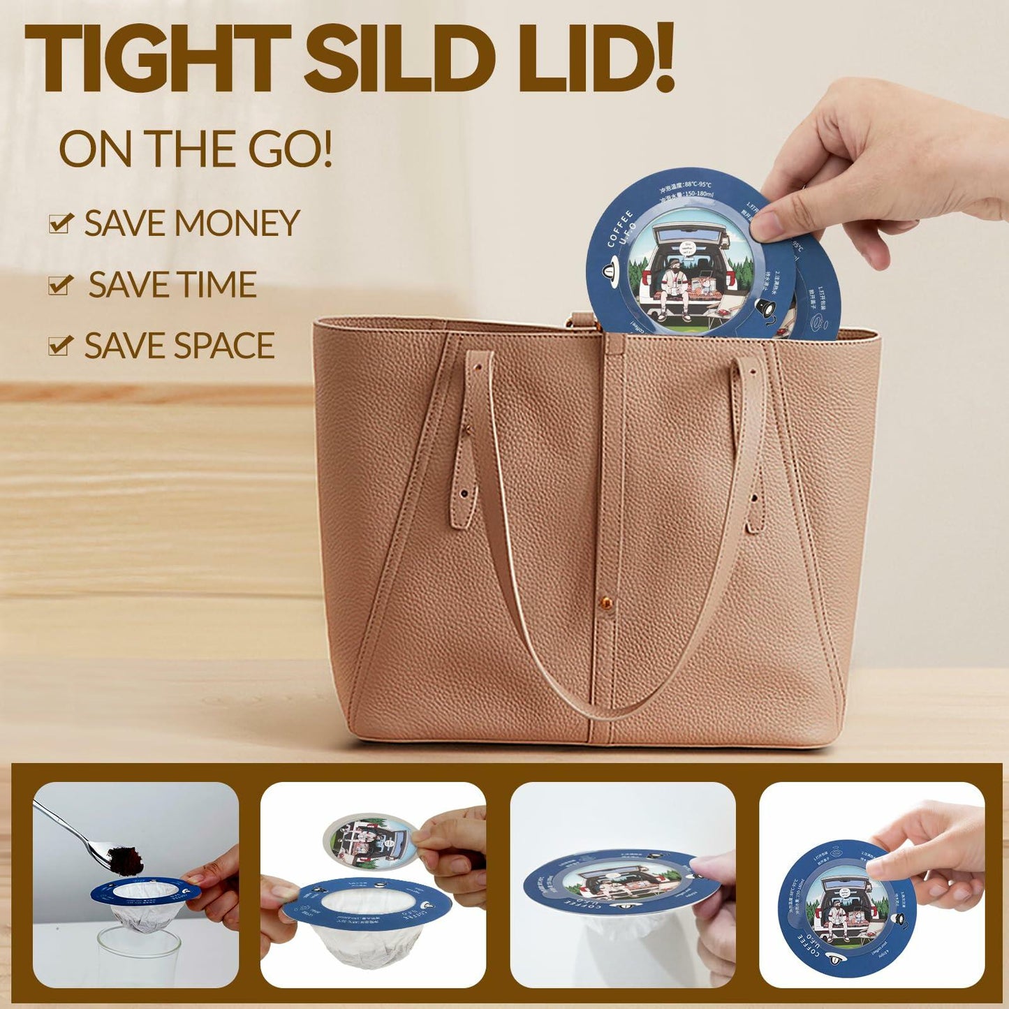 WCOINCIDENCY Coffee Filter Pour Over Maker with Lid Portable 30 Packs Wood Pulp