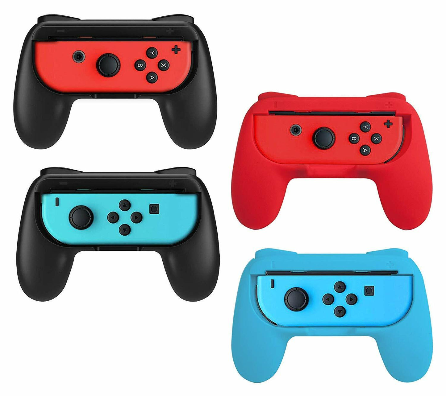 EIMGO Nintendo Switch Joy-Con Controller Grip 4 Pack Black Red Blue Rubber