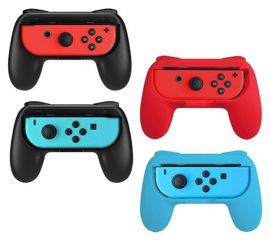 EIMGO Nintendo Switch Joy-Con Controller Grip 4 Pack Black Red Blue Rubber