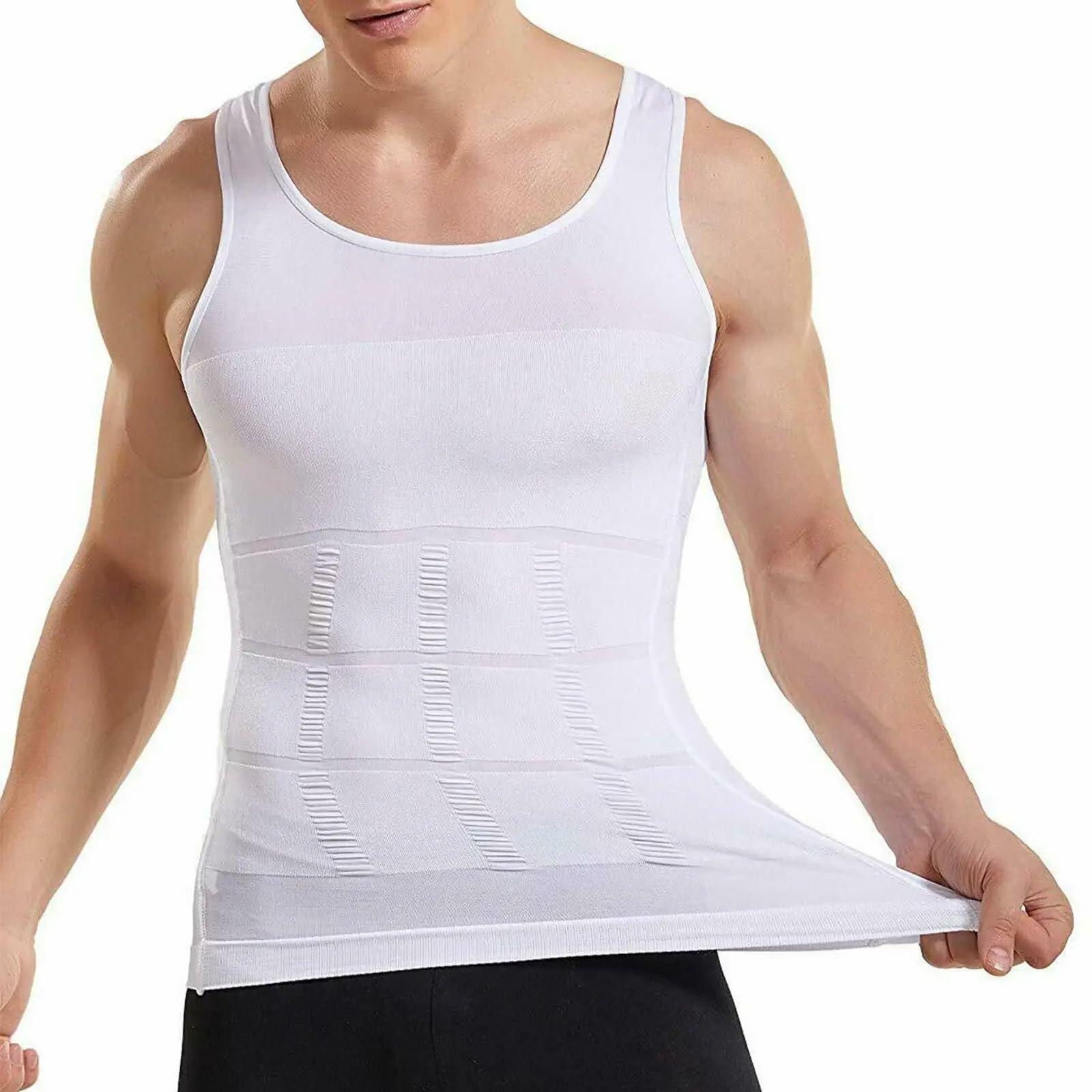 LAURUSHAPE Men's Compression Slimming Tank Top Body Shaper White Size L