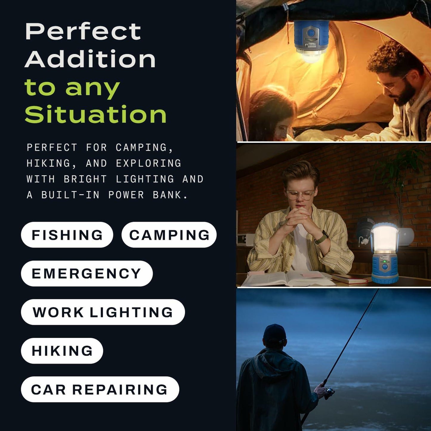 Tough Light USB Rechargeable Camping Lantern 400 Lumens 6000mAh Black