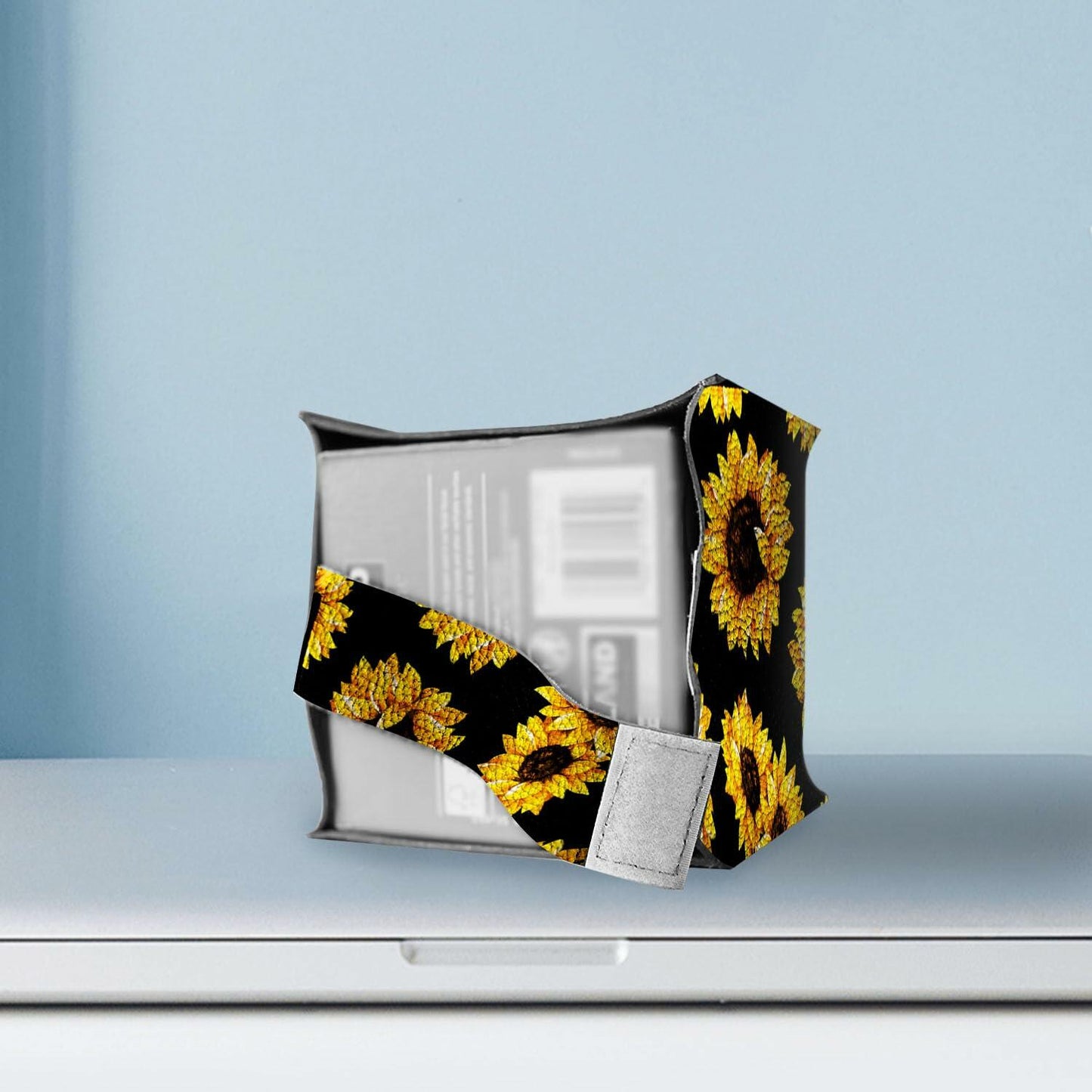 TESIQIMT PU Leather Sunflower Tissue Box Cover 5x5x5in