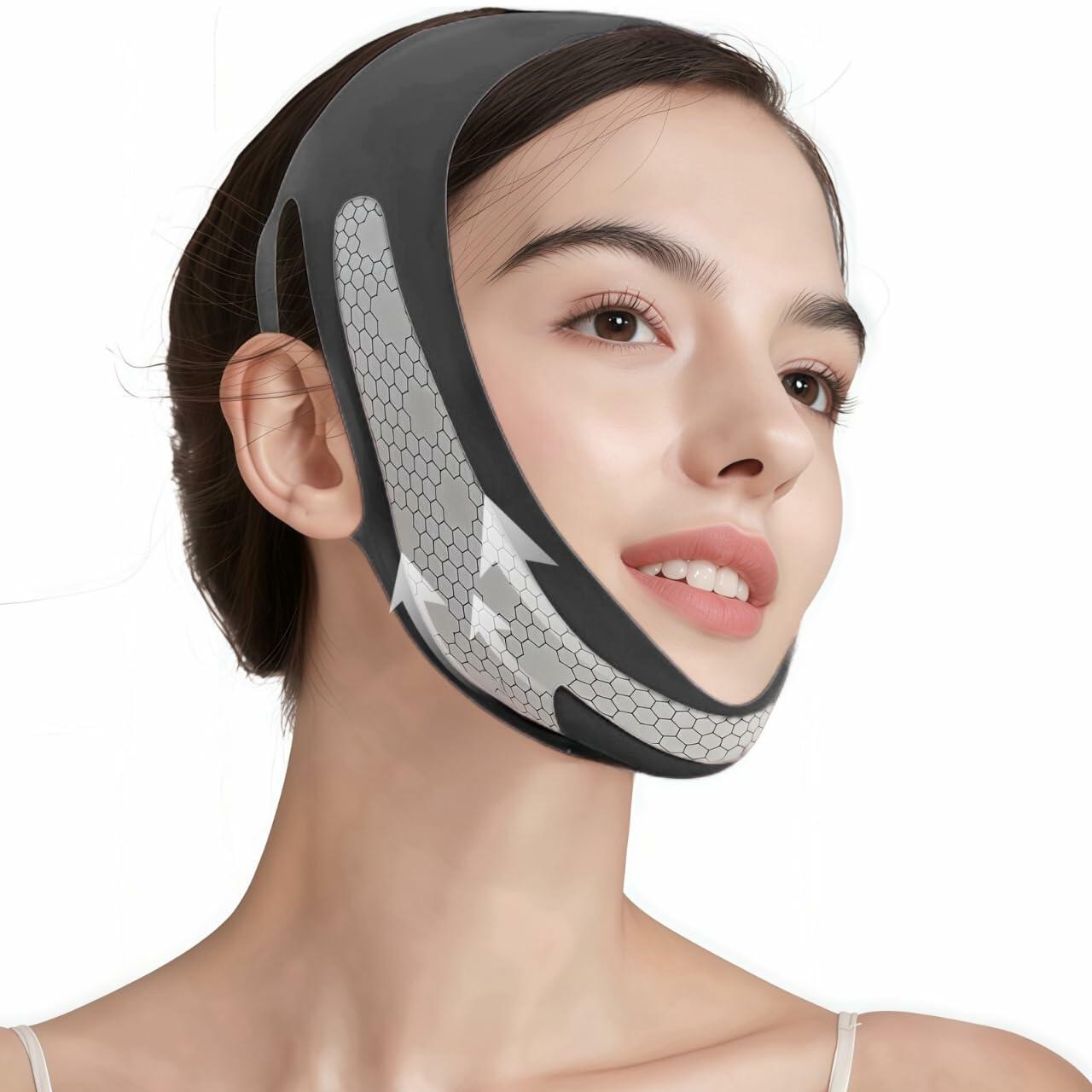 ROWMATE Graphene V-Line Mask Jaw Exerciser Chin Strap Black Size M