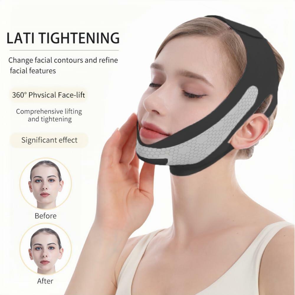 ROWMATE Graphene V-Line Mask Jaw Exerciser Chin Strap Black Size M