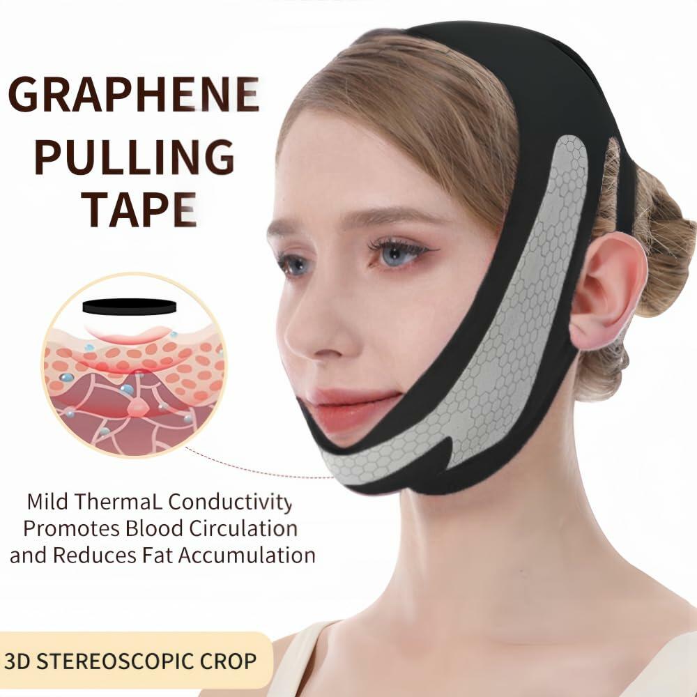 ROWMATE Graphene V-Line Mask Jaw Exerciser Chin Strap Black Size M