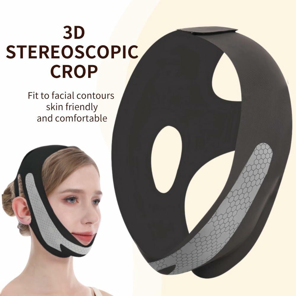 ROWMATE Graphene V-Line Mask Jaw Exerciser Chin Strap Black Size M