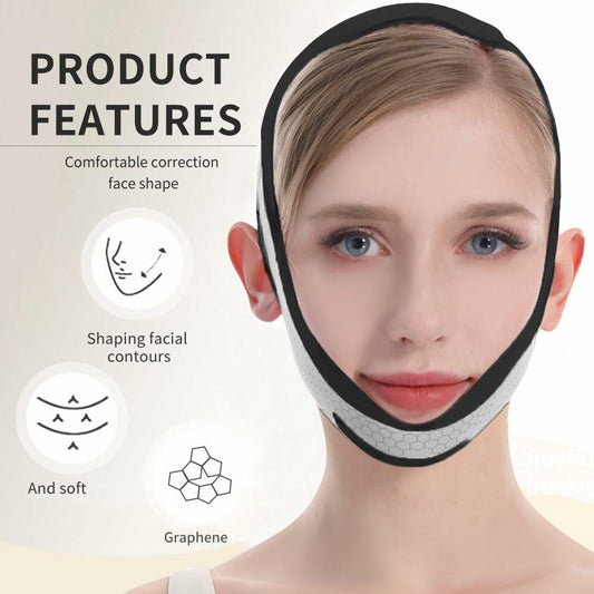 ROWMATE Graphene V-Line Mask Jaw Exerciser Chin Strap Black Size M