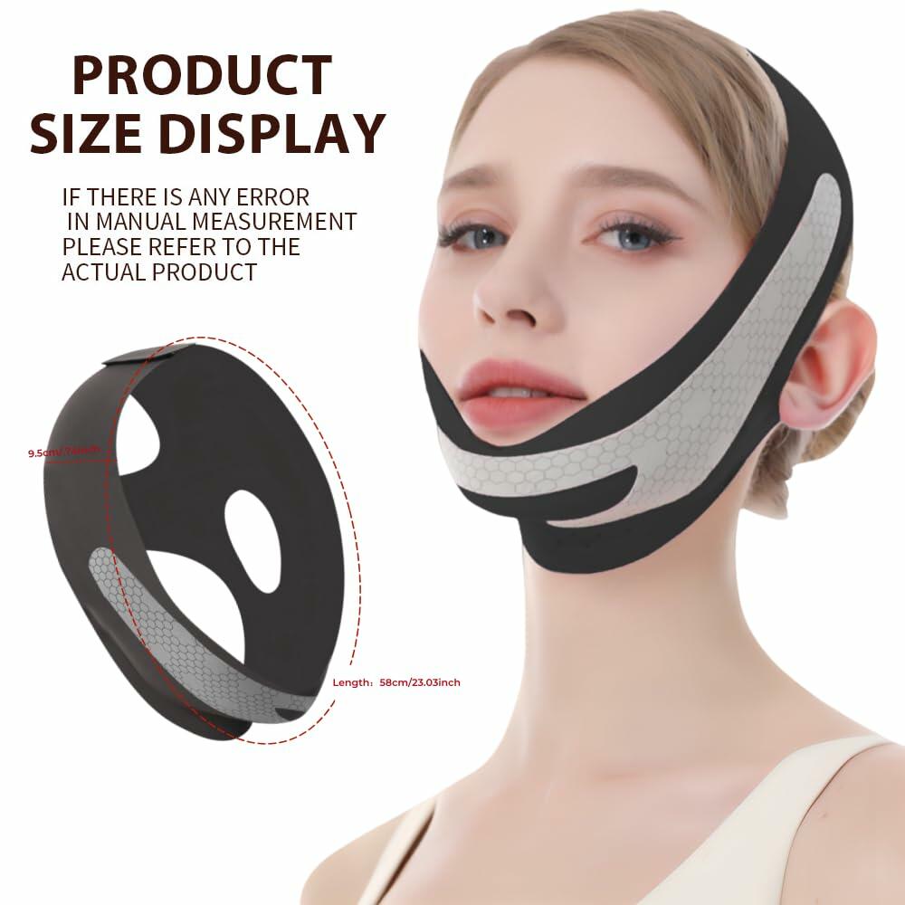 ROWMATE Graphene V-Line Mask Jaw Exerciser Chin Strap Black Size M