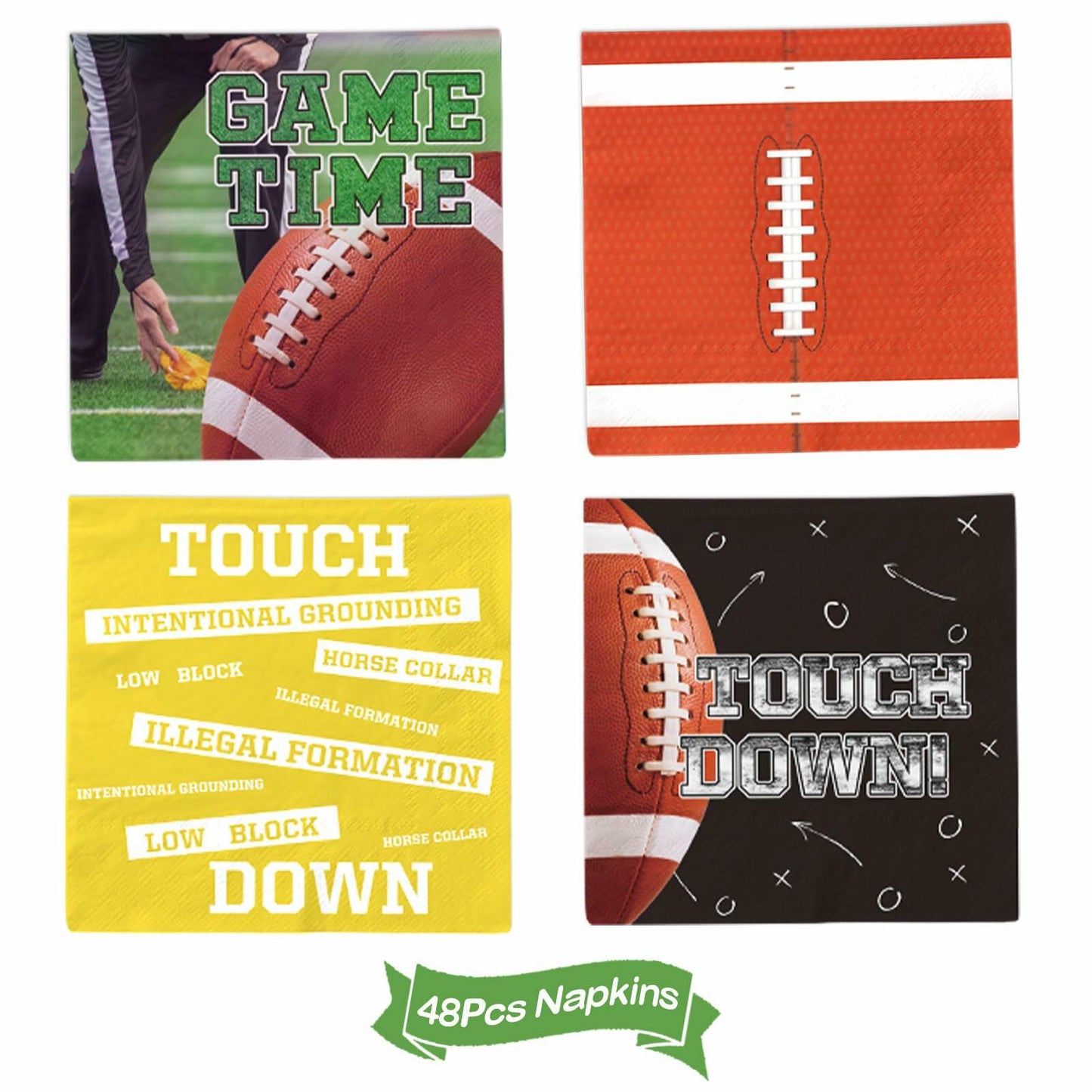 Yavxzvbw Football Party Plates Tablecloth Decor Supplies Green Birthday