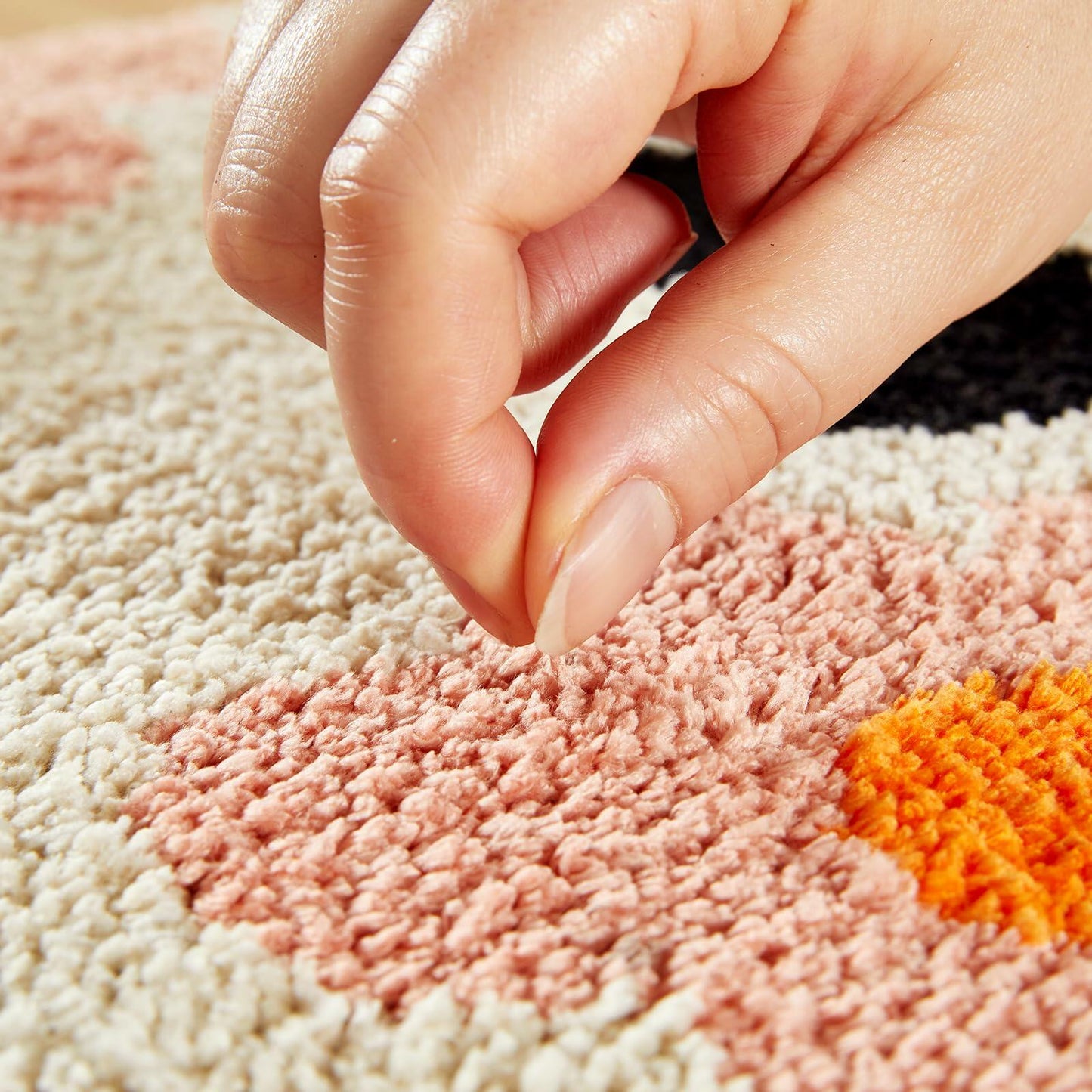 Ouyattle Halloween Ghost Bath Mat Non-Slip Washable Boho Floral Khaki