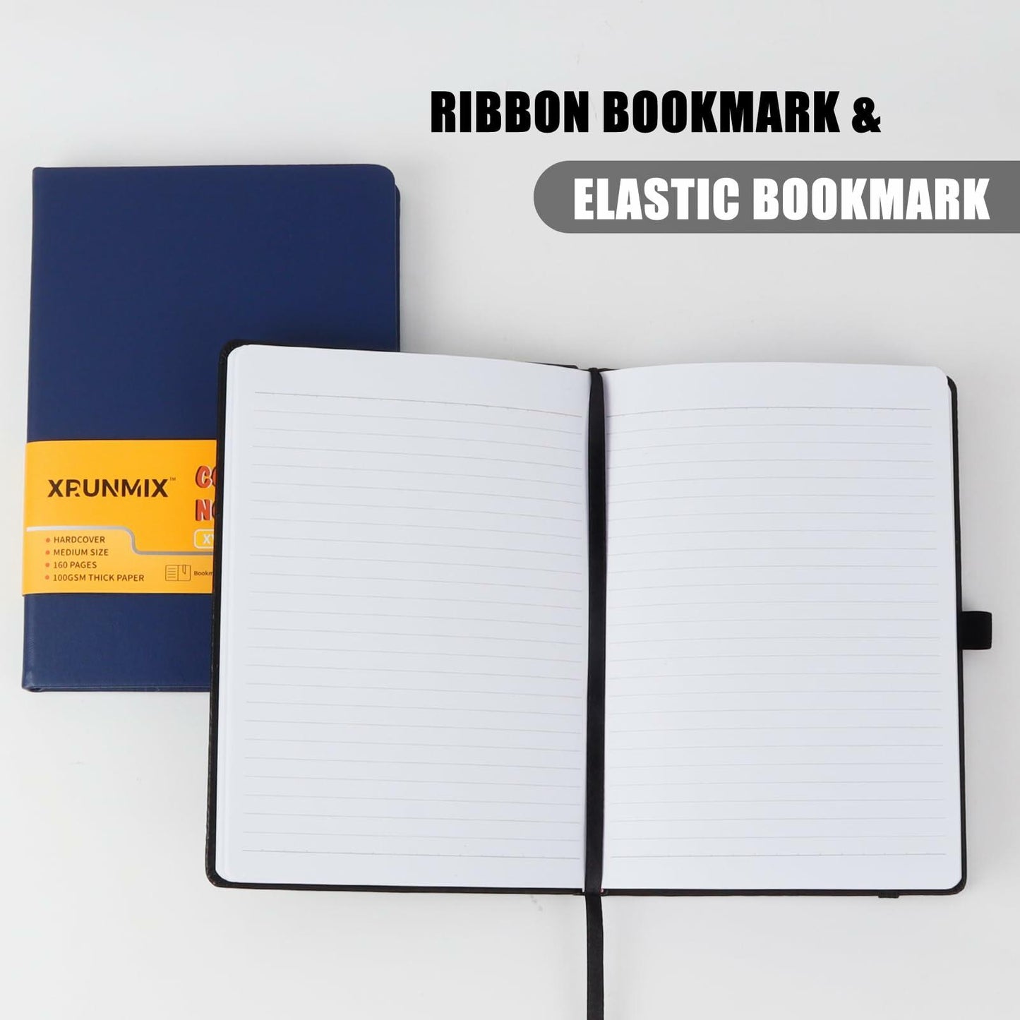 XRUNMIX Lined Journal Notebook 5.7x8in 160 Pages 100 GSM Black 1 Pack