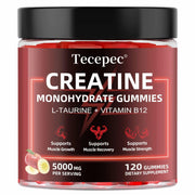 BestBy06/27 Tecepec Creatine Monohydrate Gummies 5000mg 120ct Apple B12 Taurine