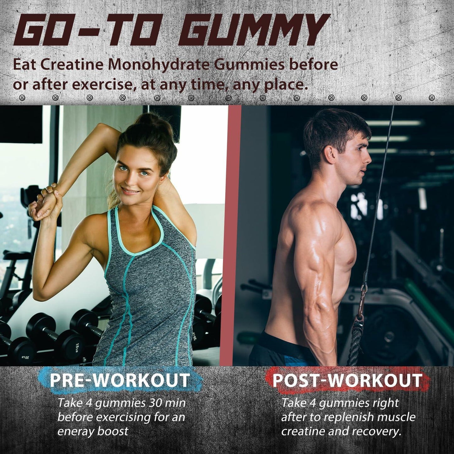 BestBy06/27 Tecepec Creatine Monohydrate Gummies 5000mg 120ct Apple B12 Taurine