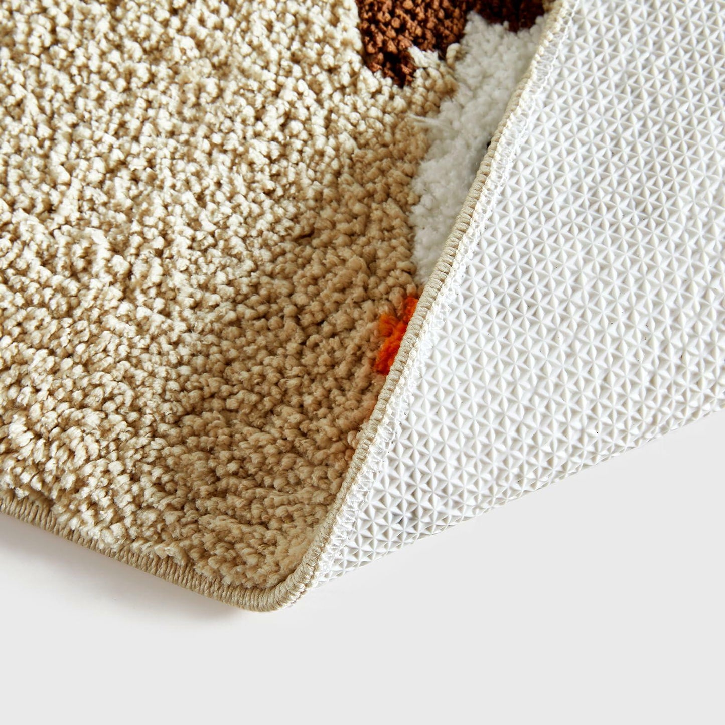 Ouyattle Halloween Ghost Bath Mat Non-Slip Washable Boho Floral Khaki