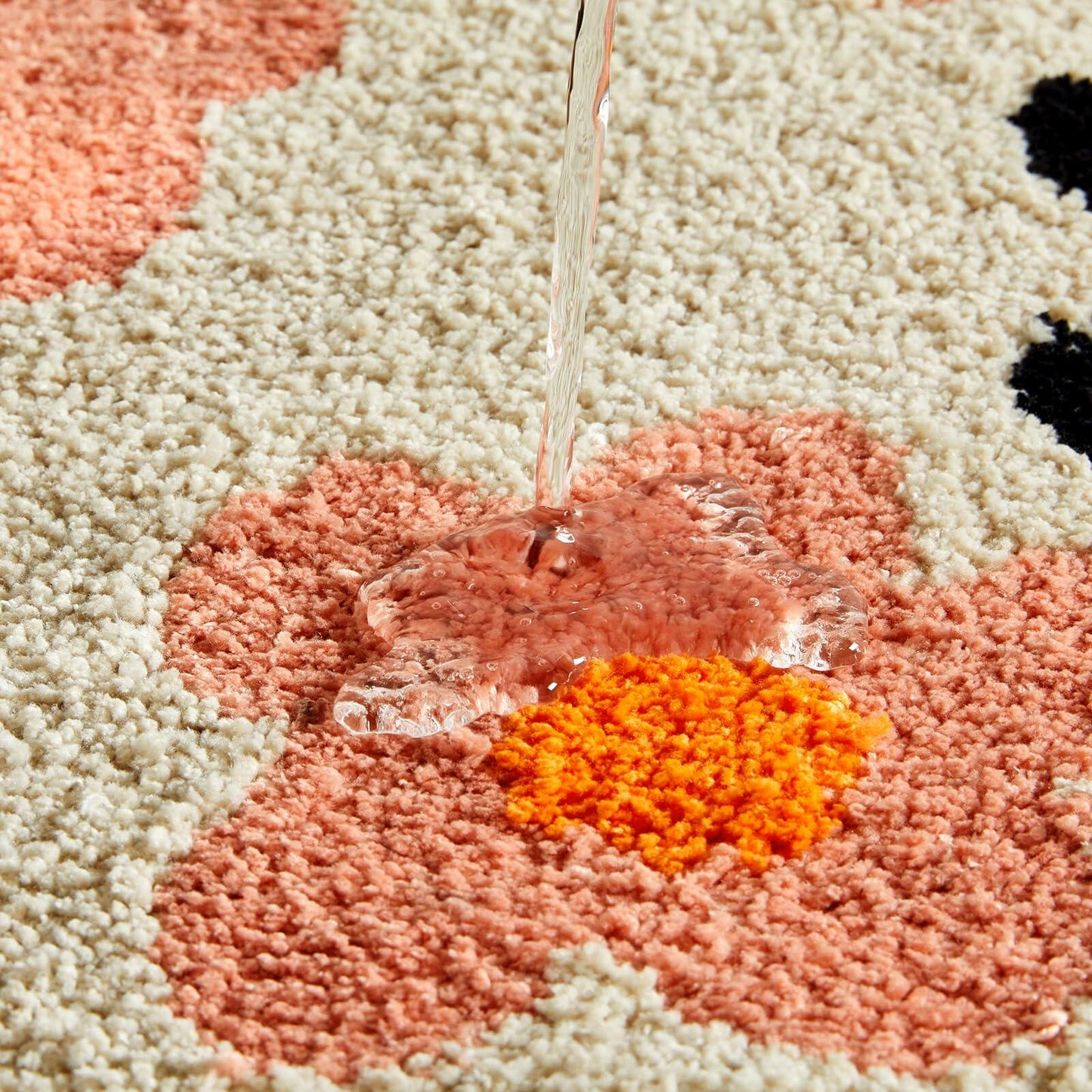 Ouyattle Halloween Ghost Bath Mat Non-Slip Washable Boho Floral Khaki