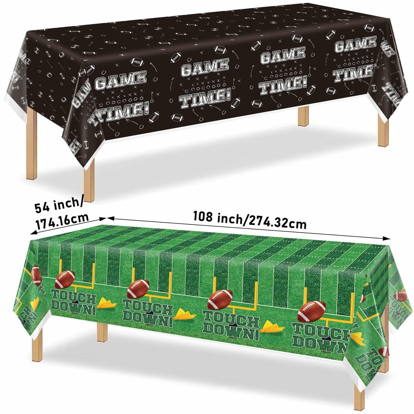 Yavxzvbw Football Party Plates Tablecloth Decor Supplies Green Birthday