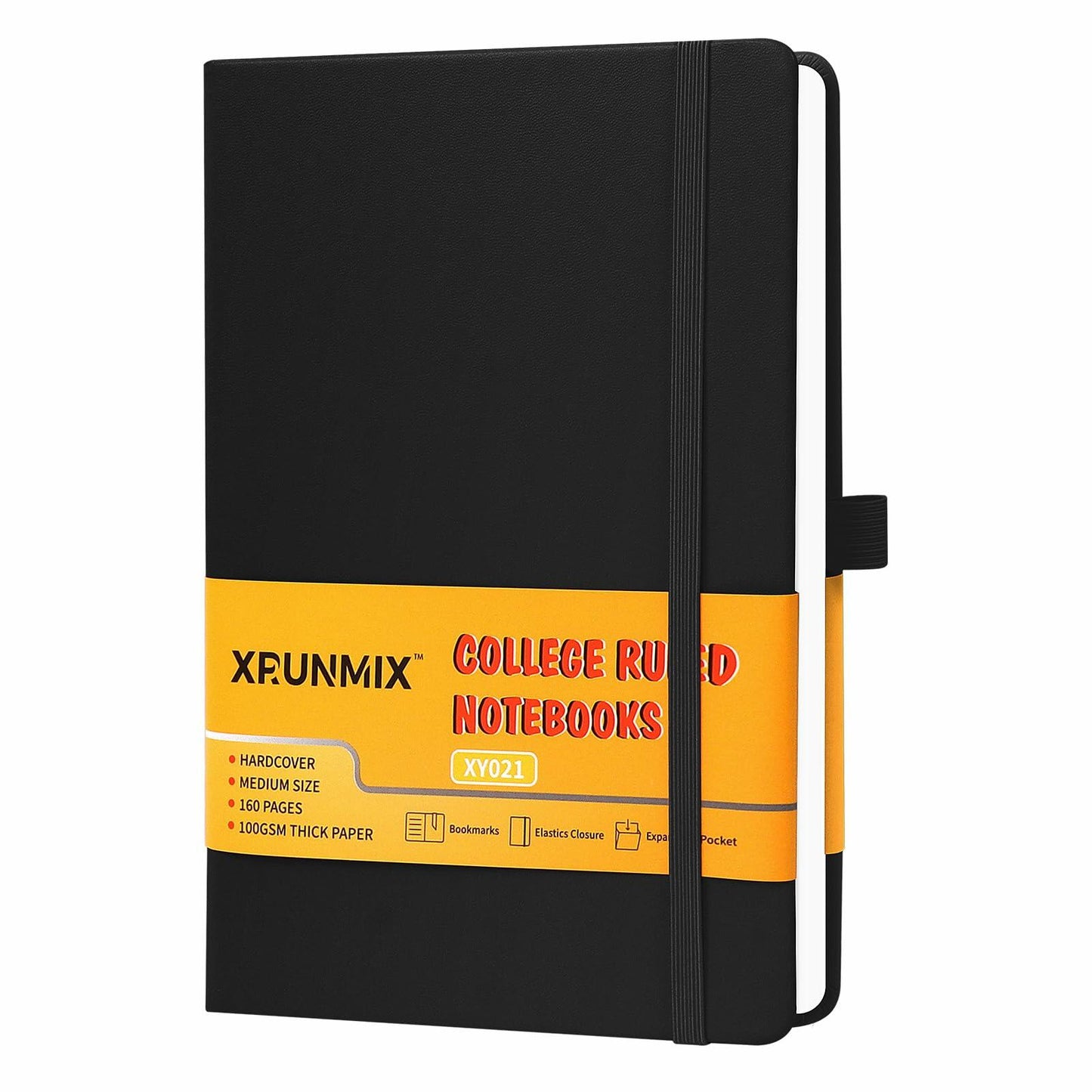 XRUNMIX Lined Journal Notebook 5.7x8in 160 Pages 100 GSM Black 1 Pack