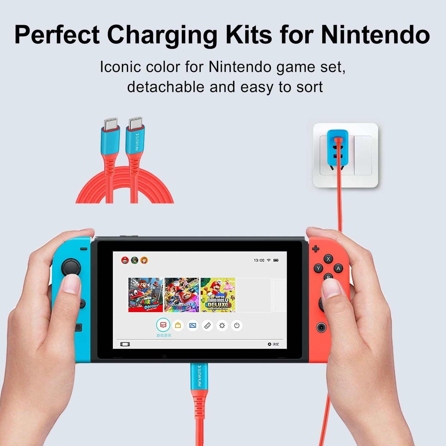 SUTWKAM 100W 20Gbps Switch Charger Cable 3-in-1 Orange