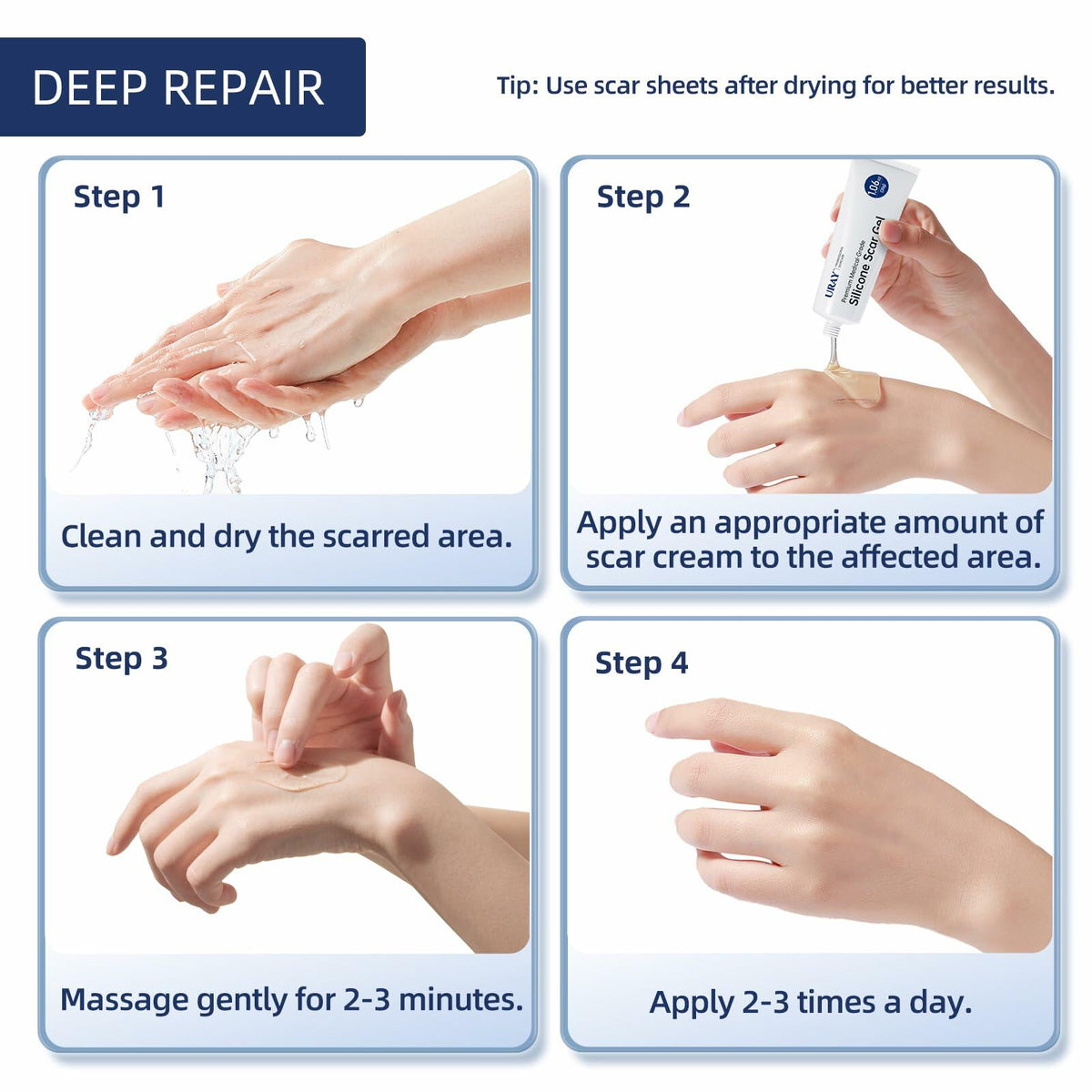 URAY Silicone Scar Gel Cream for Face & Body 30g BestBy01/27