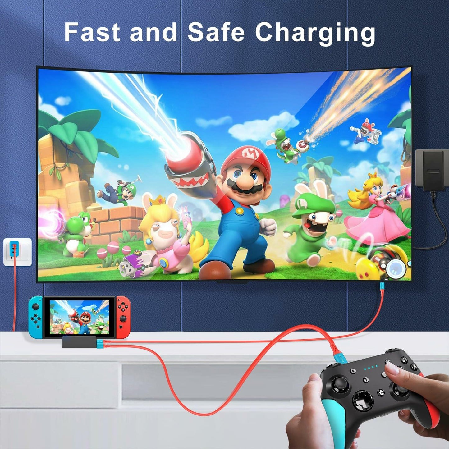 SUTWKAM 100W 20Gbps Switch Charger Cable 3-in-1 Orange