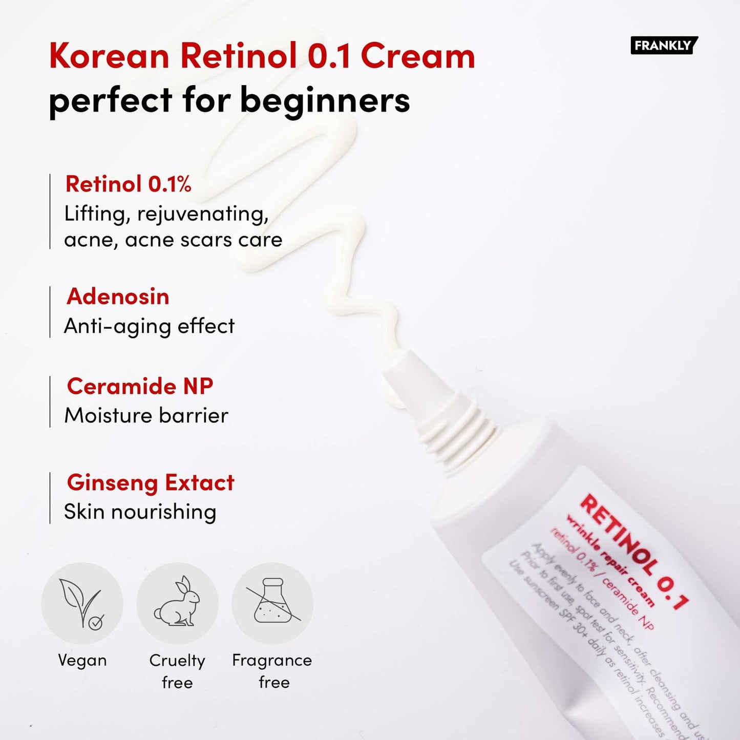 BestBy12/26 FRANKLY Retinol 0.1% Cream 1.01oz Night Anti-Aging Korean Skin Care