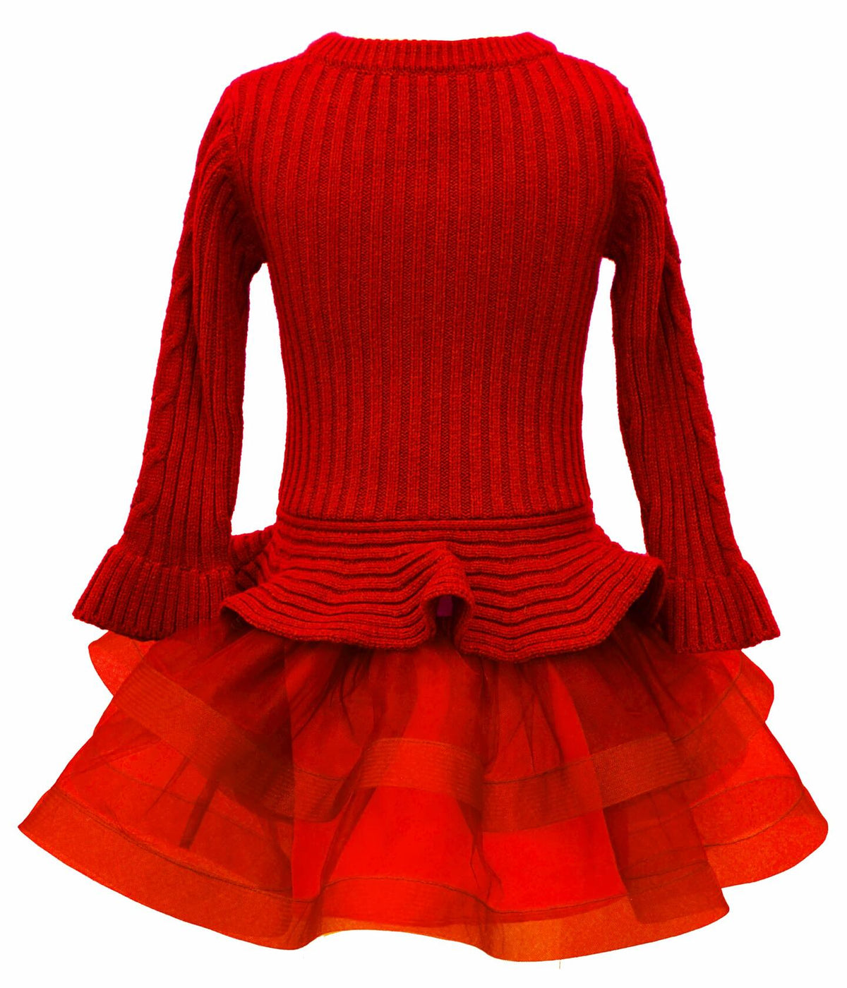 Bonnie Jean Chunky Cable Knit Sweater Dress Red Flared Hem Size 4