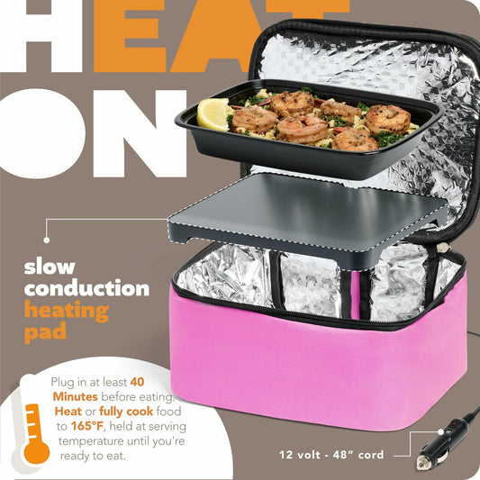 HOTLOGIC Mini XP Portable Electric Lunch Box Food Heater Pink 12V