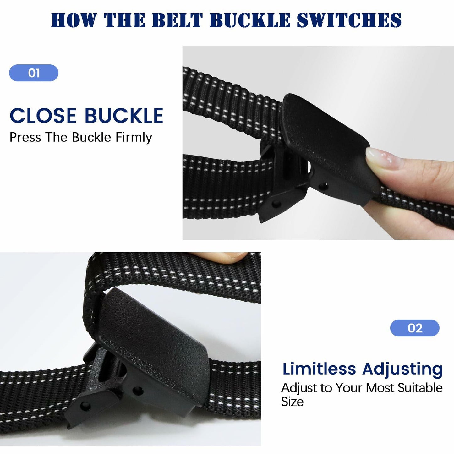 Sworew Men’s Tactical Nylon Belt Adjustable Web Non-Metal Buckle Black 54in