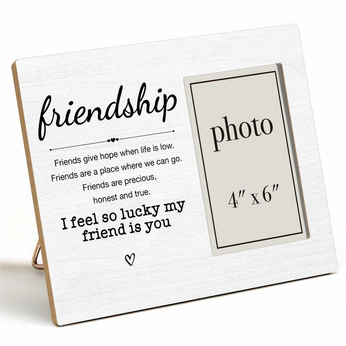 QZJ Friendship Wood Picture Frame Multicolour 4x6 Inch Photo Gift