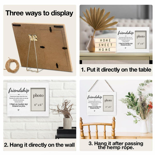 QZJ Friendship Wood Picture Frame Multicolour 4x6 Inch Photo Gift