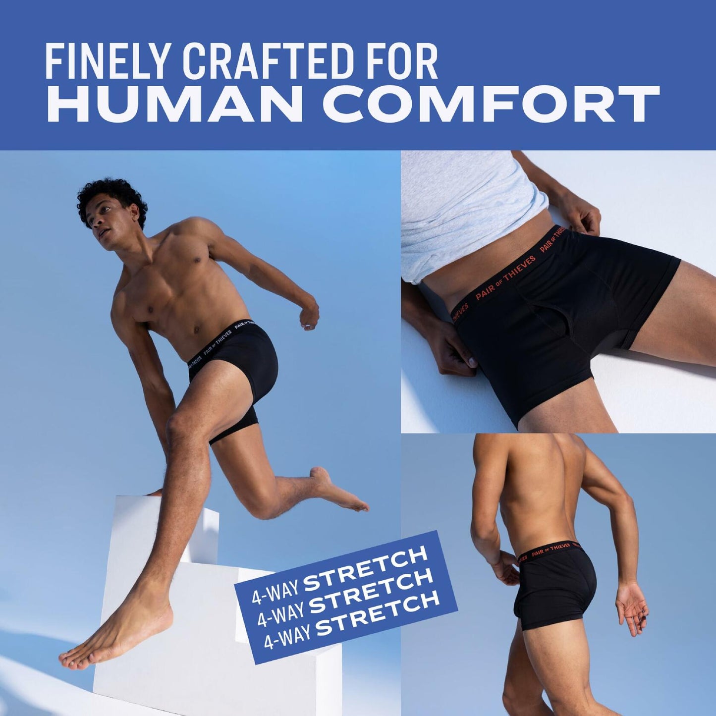 Pair of Thieves Men’s Boxer Briefs 4 Pack Soft Stretch Moisture-Wicking M