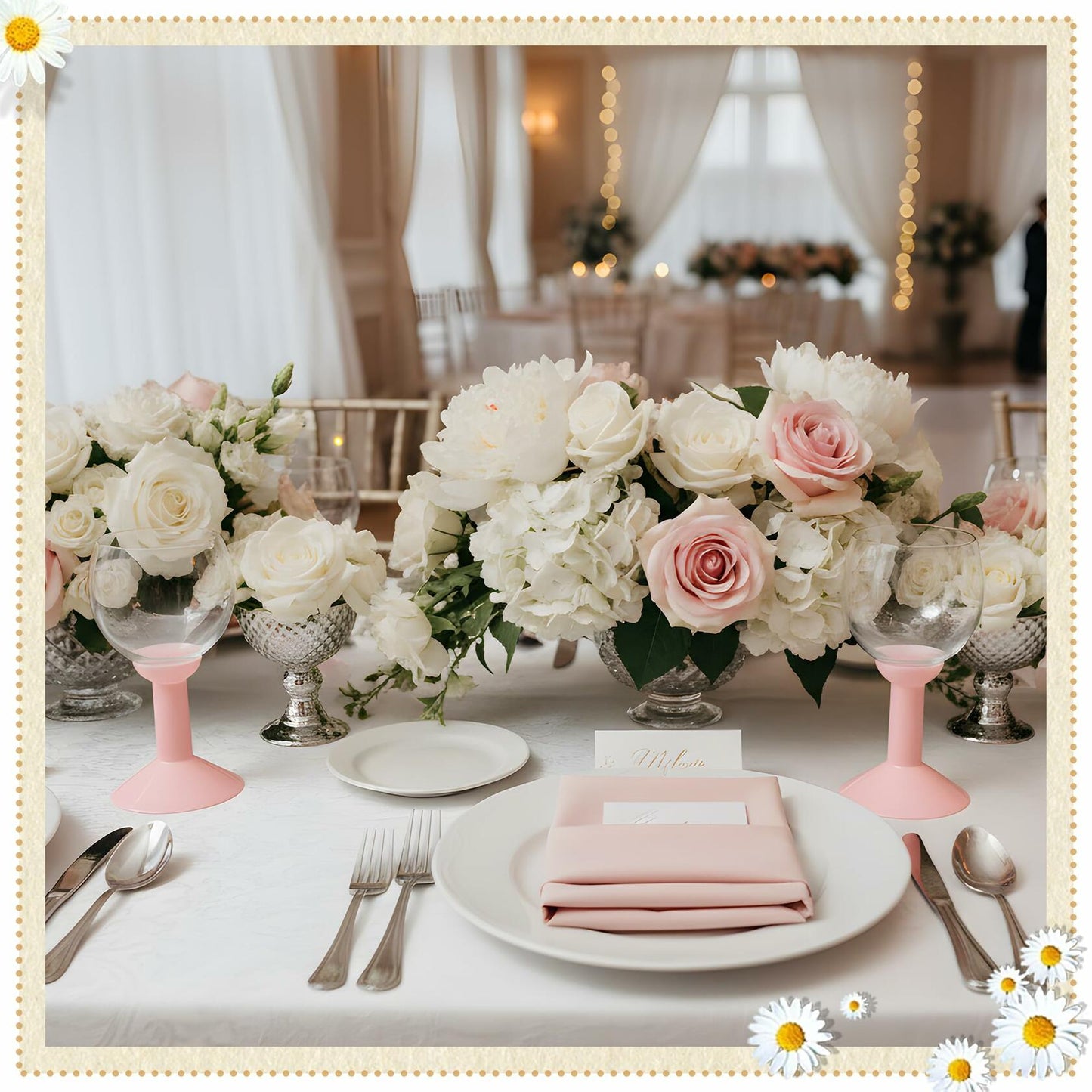 LEYIQU 12Pack 7oz Pink Plastic Wine Glasses Unbreakable Reusable Party