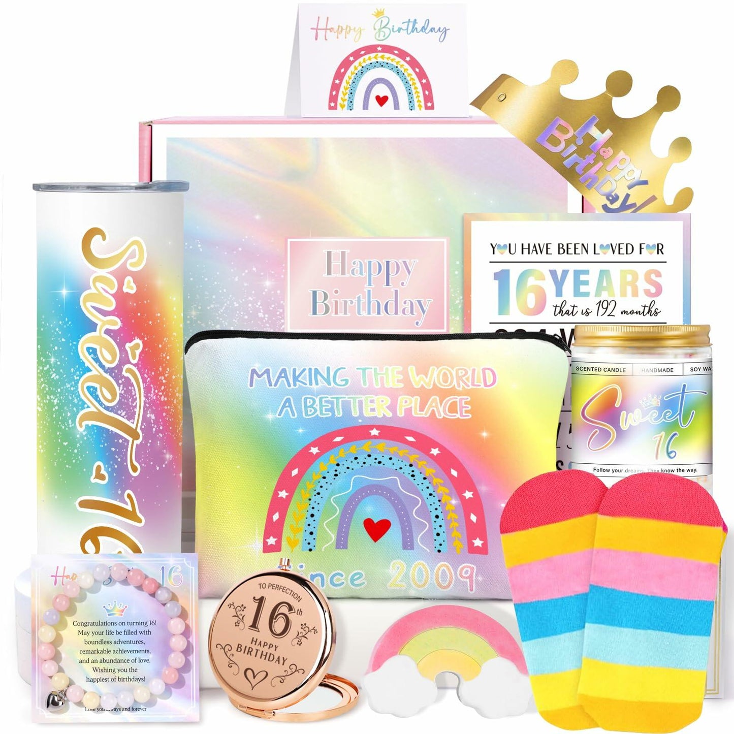 Frerdui Sweet 16 Gifts for Girls Rainbow 11 PCS Stainless Steel Set