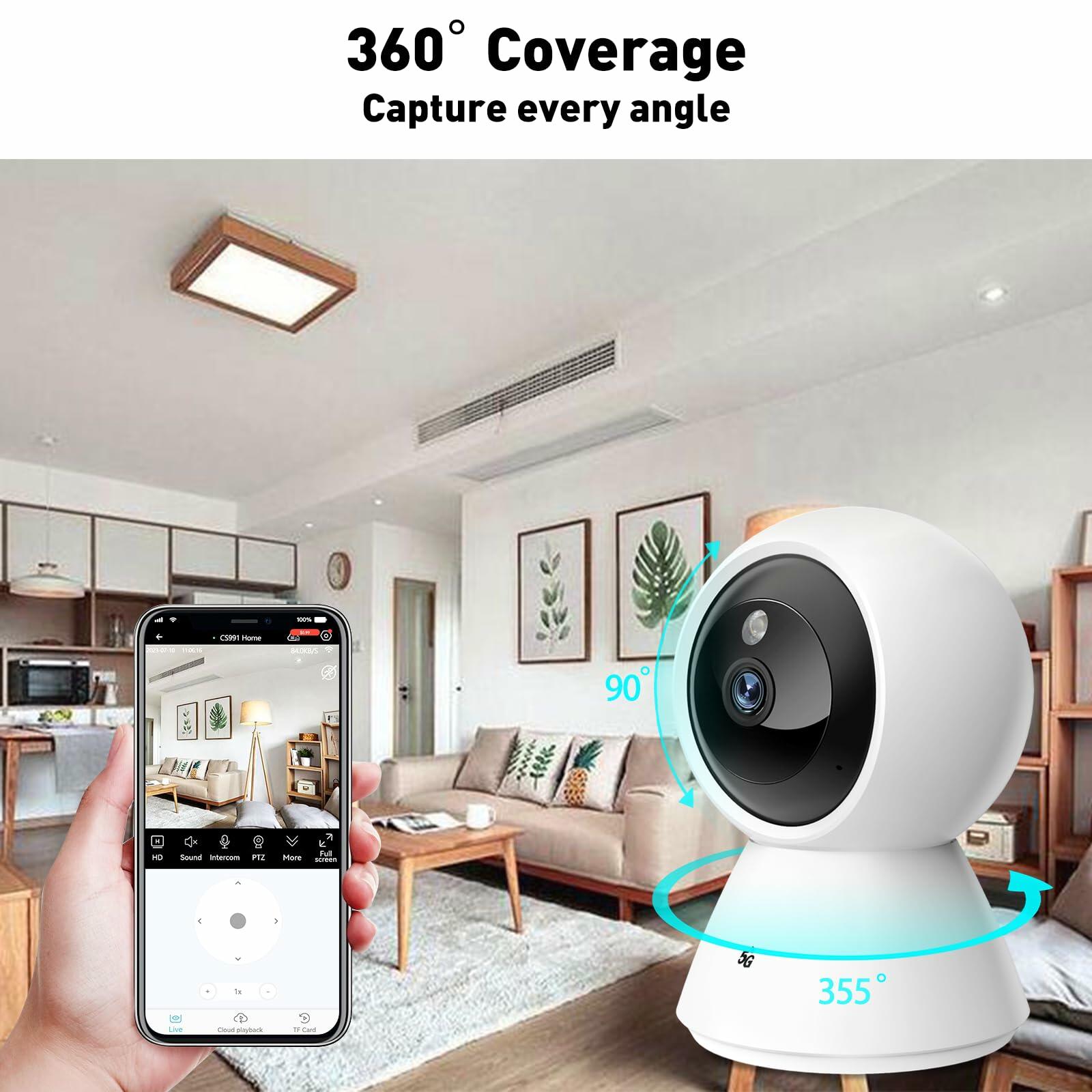 BJR 2K HD Indoor WiFi Security Camera Pan/Tilt Night Vision 2-Way Talk White