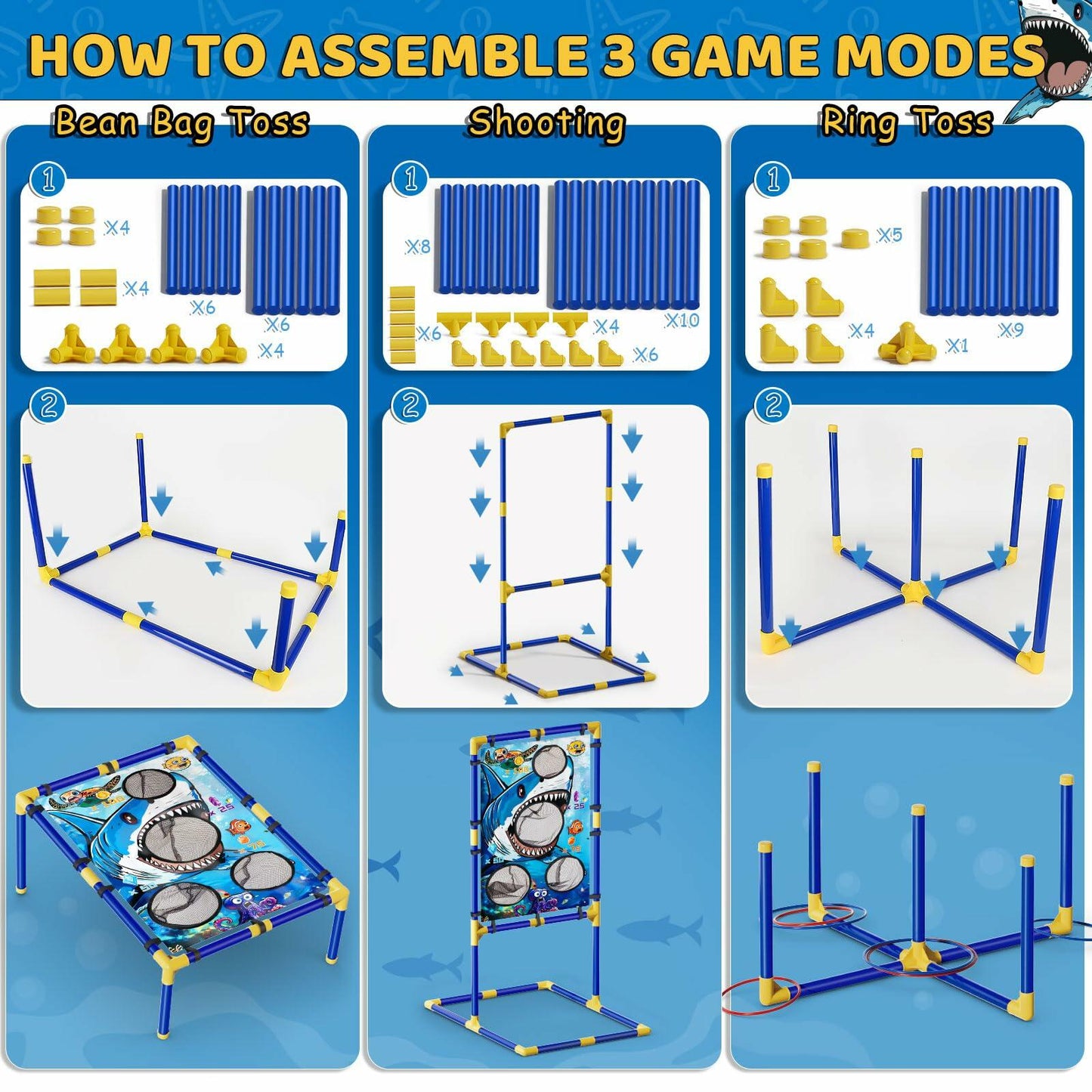 Lehoo Castle Bean Bag Toss 3-in-1 Game Blue Outdoor Toys Kids 4-8