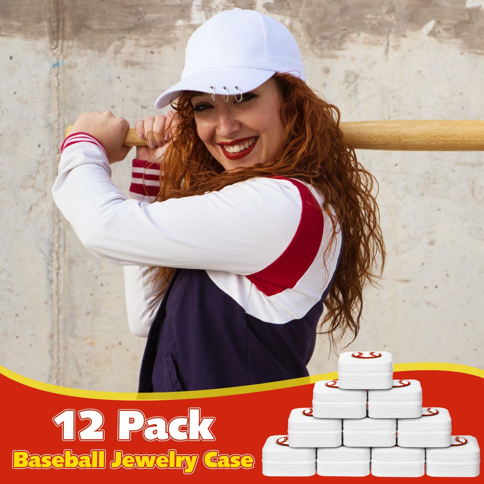 Leinuosen 12 Pack Baseball Jewelry Case for Women Team Graduates PU Leather