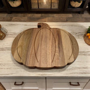 FASTYJK Halloween Pumpkin Wooden Cutting Board with Handle 14.96x11.81in