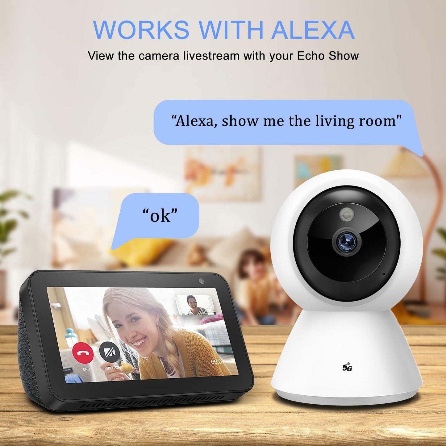 BJR 2K HD Indoor WiFi Security Camera Pan/Tilt Night Vision 2-Way Talk White