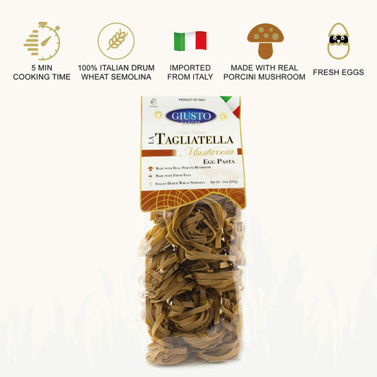 BestBy10/25 Giusto Sapore Mushroom Tagliatelle Egg Pasta 340g Italy 1 Pack