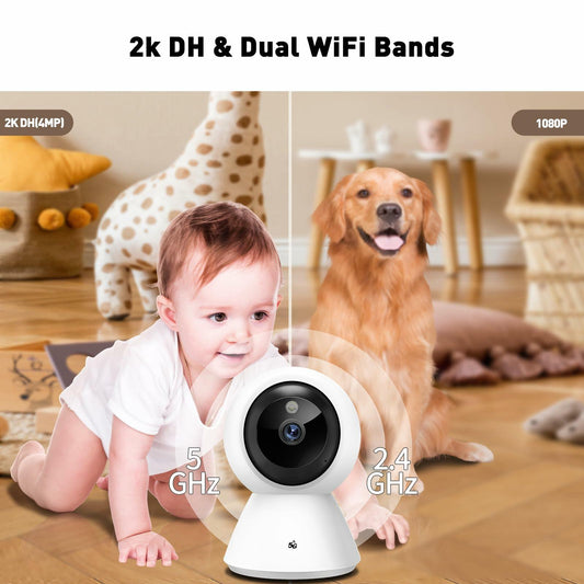 BJR 2K HD Indoor WiFi Security Camera Pan/Tilt Night Vision 2-Way Talk White