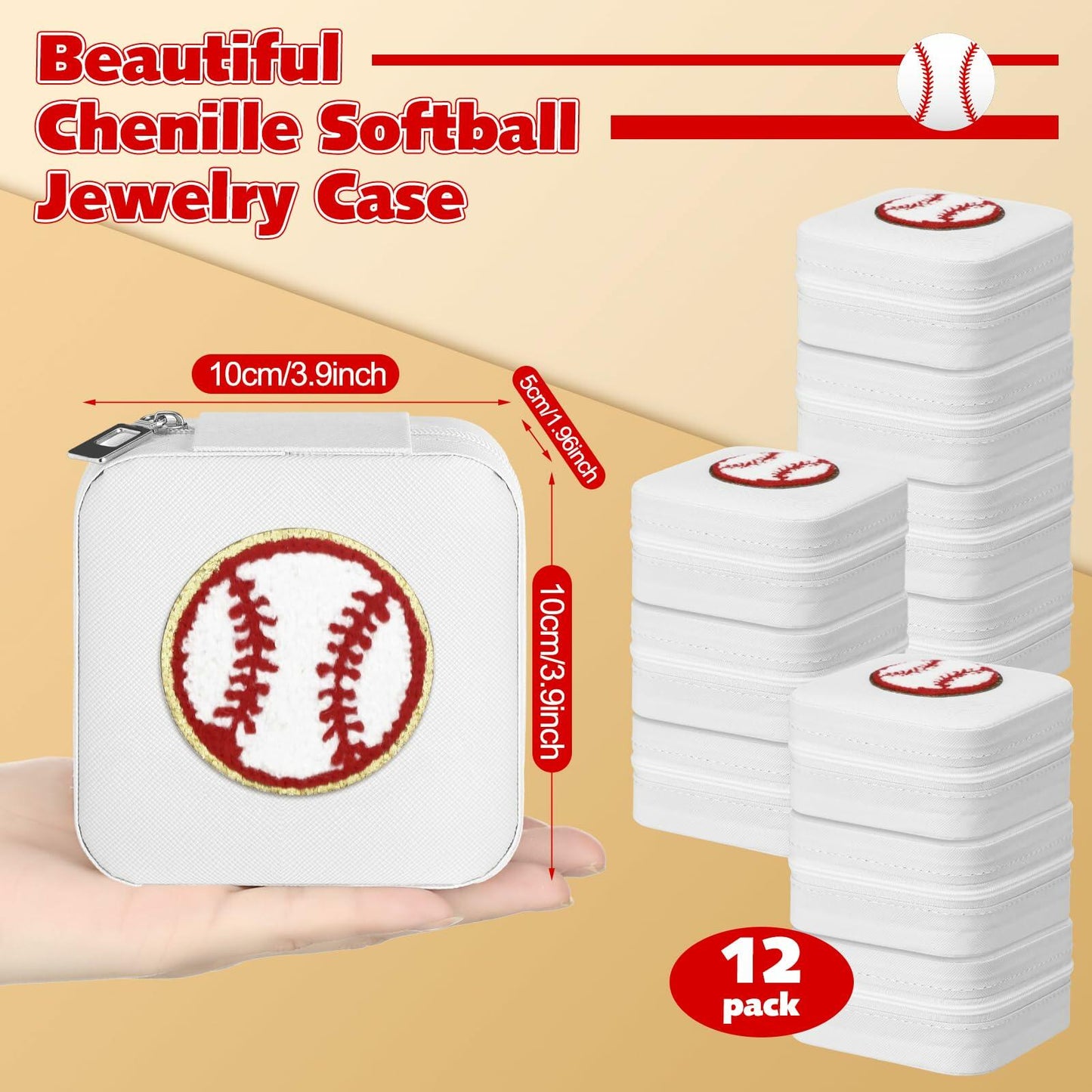 Leinuosen 12 Pack Baseball Jewelry Case for Women Team Graduates PU Leather