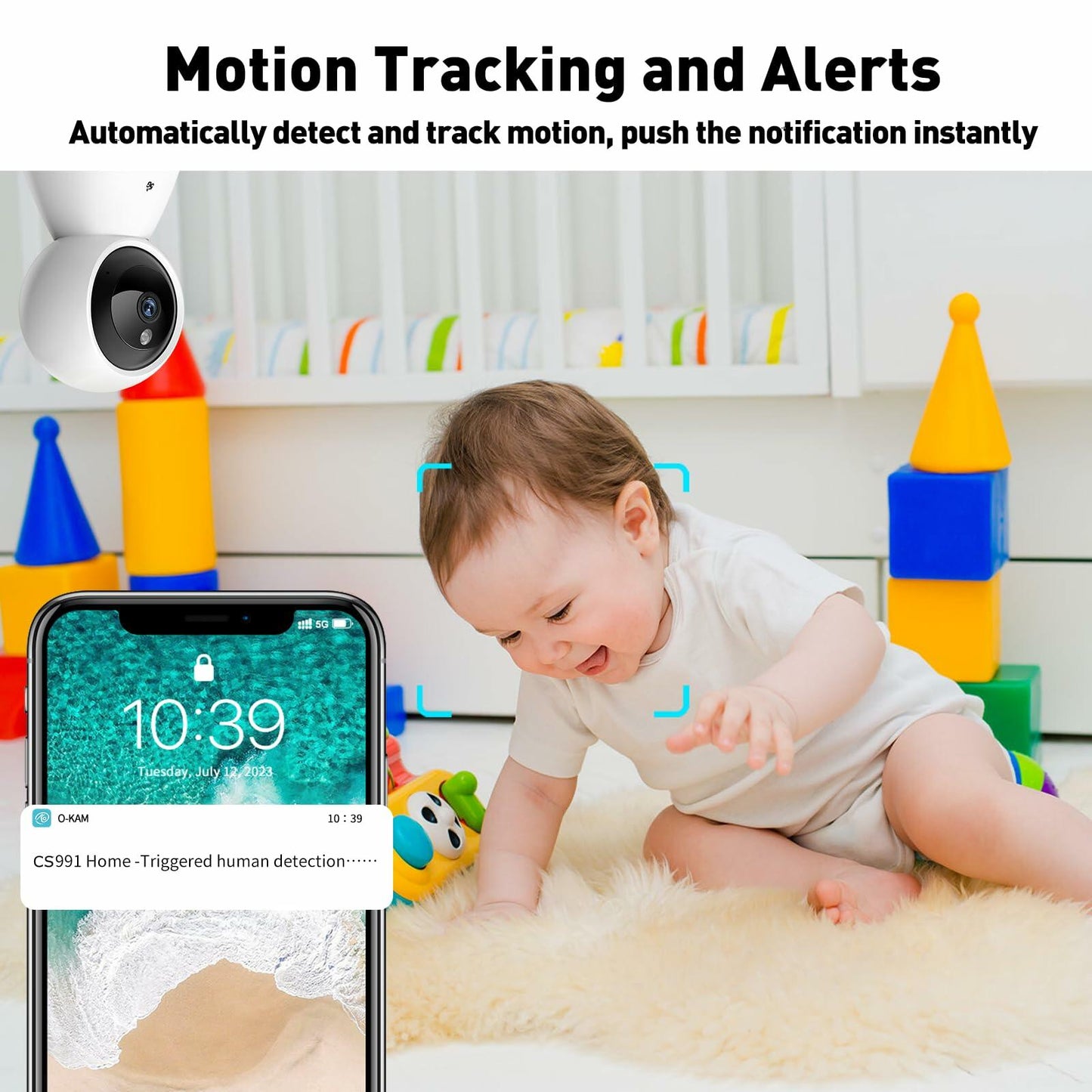 BJR 2K HD Indoor WiFi Security Camera Pan/Tilt Night Vision 2-Way Talk White