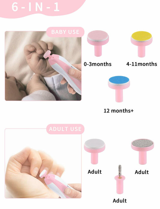 Ylawost Baby Nail Trimmer Electric 6-in-1 Blue01 with Light Safety Cutter