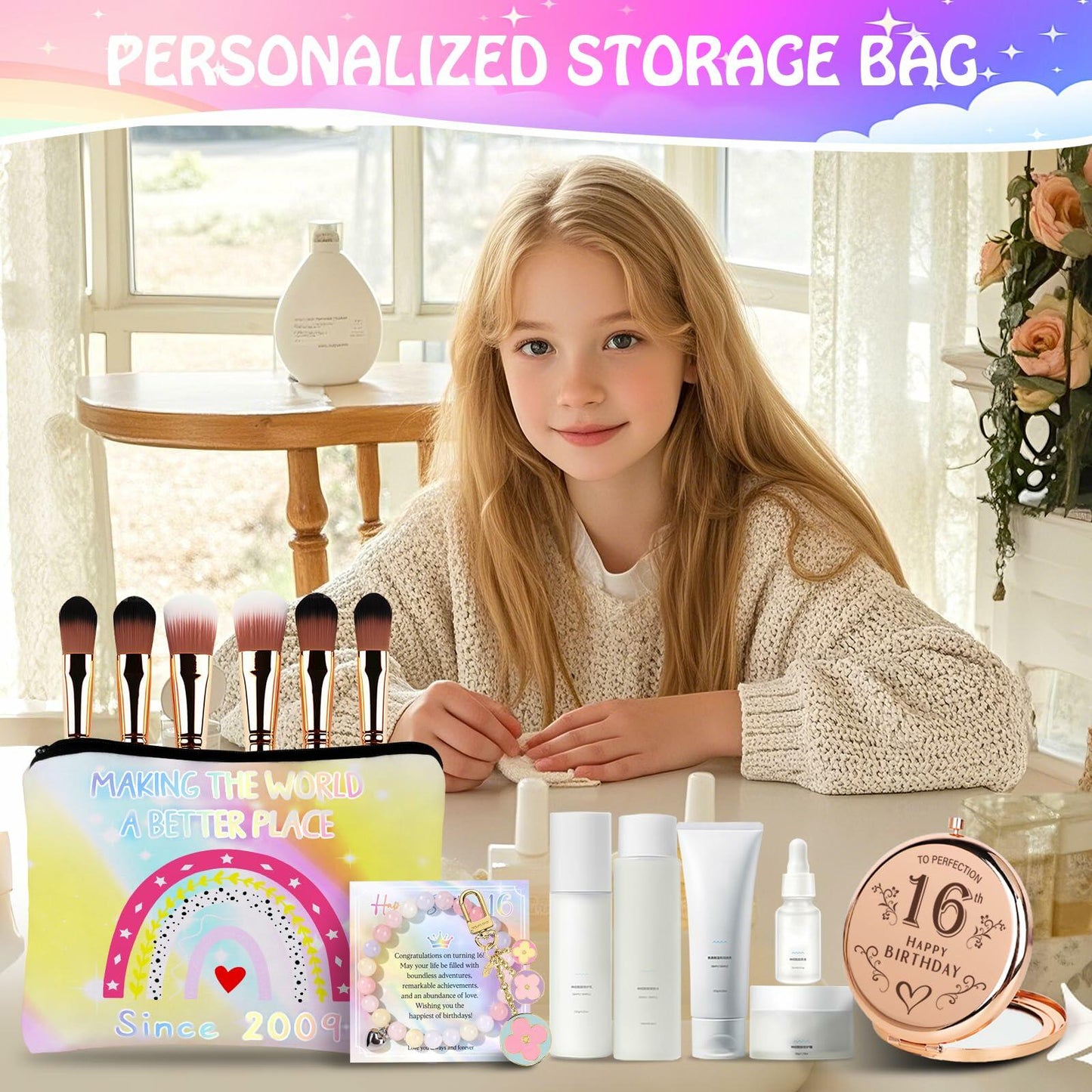 Frerdui Sweet 16 Gifts for Girls Rainbow 11 PCS Stainless Steel Set