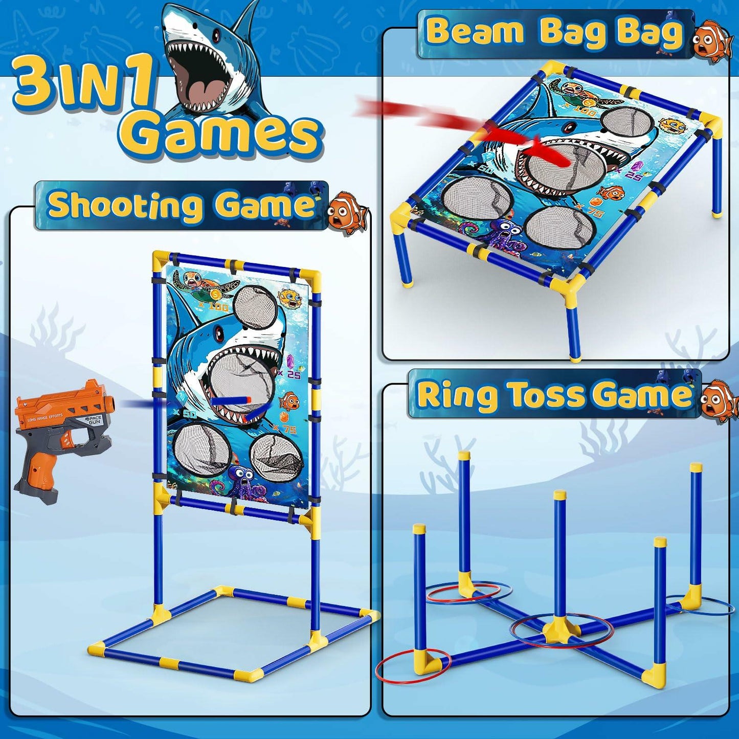 Lehoo Castle Bean Bag Toss 3-in-1 Game Blue Outdoor Toys Kids 4-8