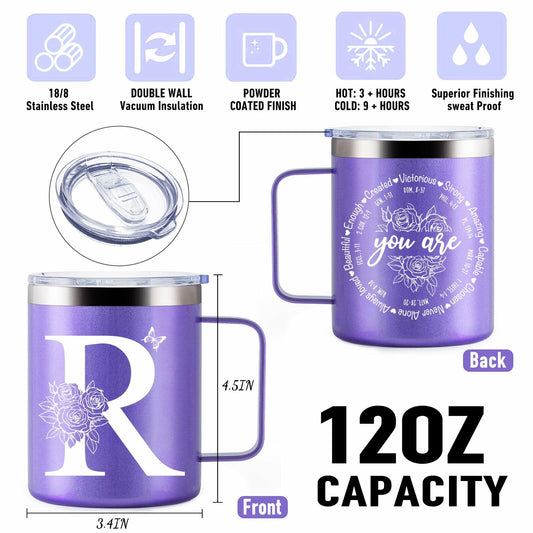Culaiwan Christian Gifts Women 12oz 'You Are' Tumbler Mug Purple-R