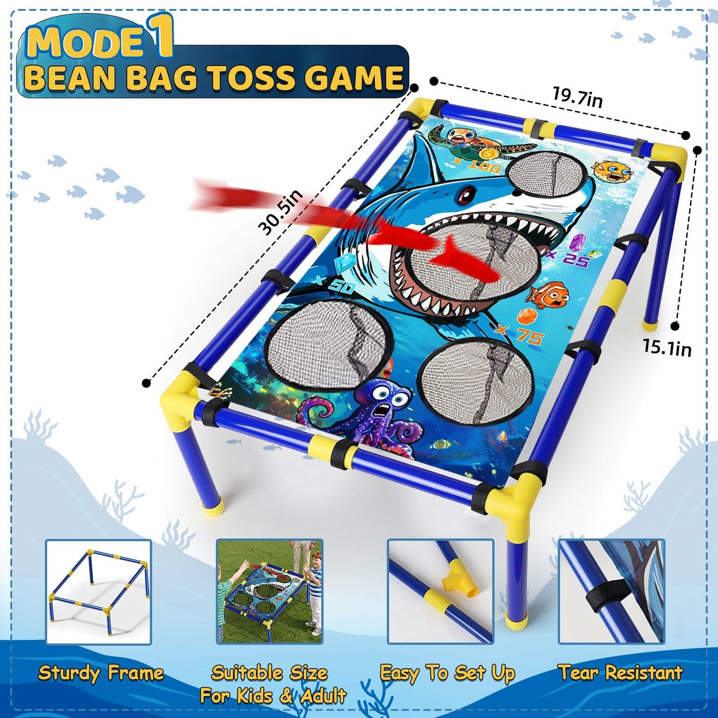 Lehoo Castle Bean Bag Toss 3-in-1 Game Blue Outdoor Toys Kids 4-8