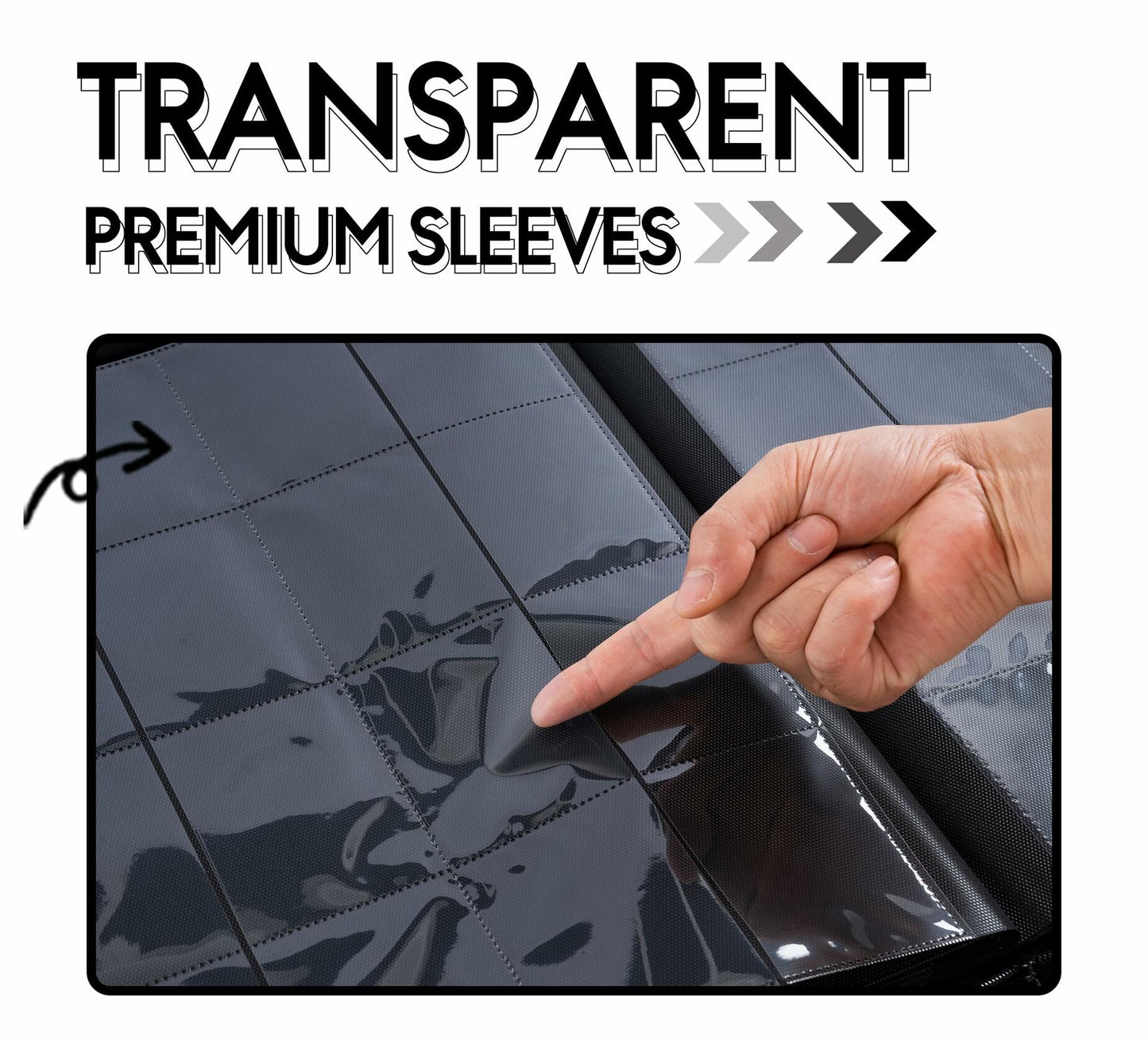 DRZERUI Binder for Lorcana Cards 16 Pocket Album with Sleeves Classic Gray